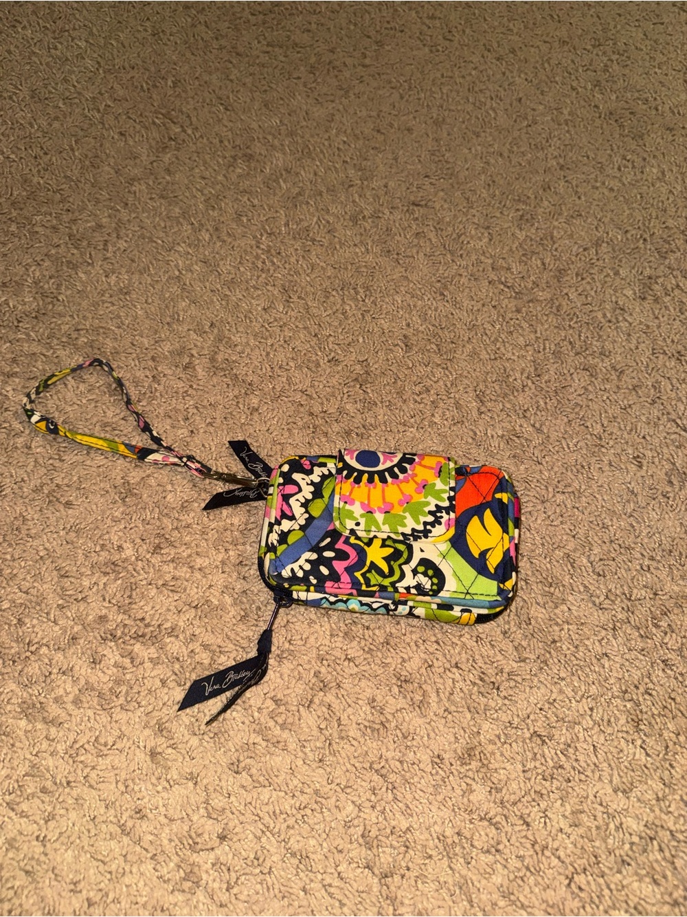 Vera Bradley Multicolor Floral Quilted Wristlet - Yellow, Blue, Pink, Green